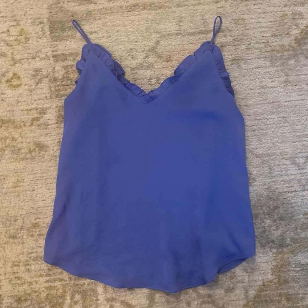 Express silky blue tank top camisole ruffle